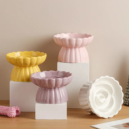 Ceramic Elevated Cat Bowl - Slow Feed & Anti-Choke
