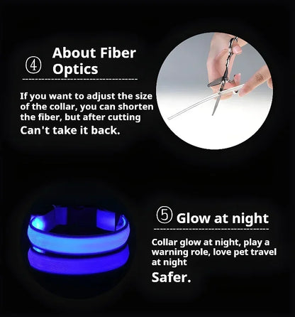 LED Night Safety Dog Collar - Glow in the Dark Flashing