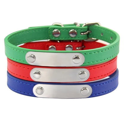Personalised Dog Collar - Name Engraved PU Leather, Anti-Lost
