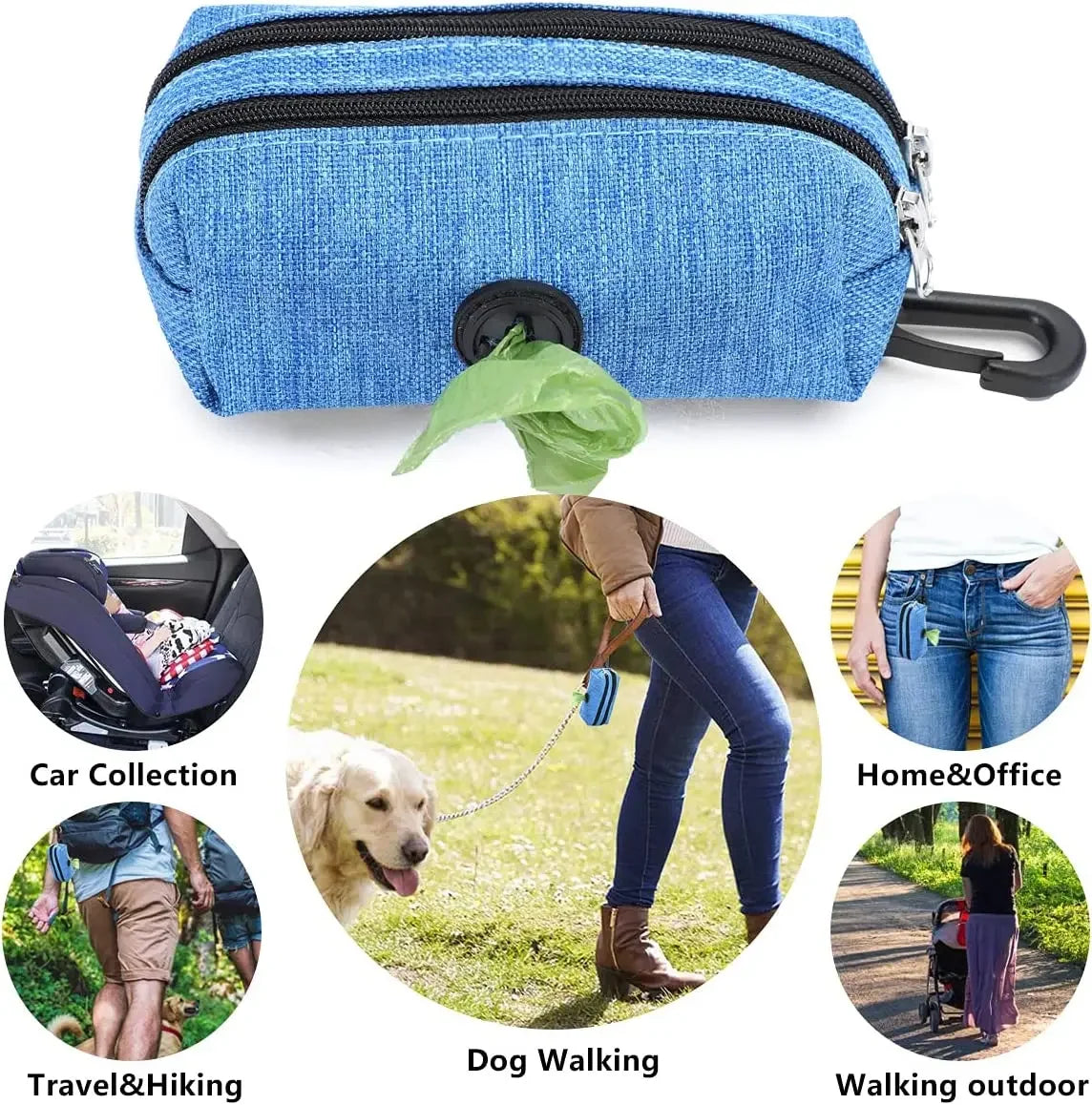 Dog Poop Bag Dispenser Storage Bag - Walking Waste Carrier