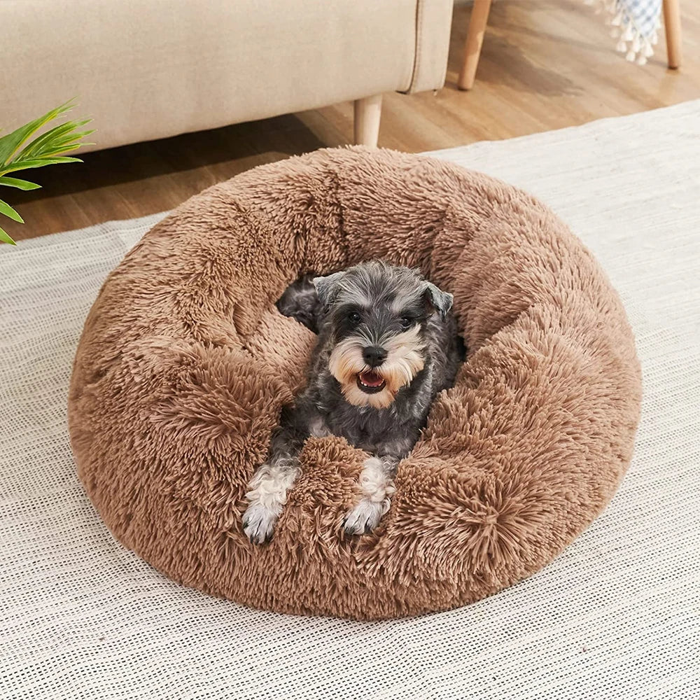Round Plush Pet Bed - Super Soft, 6 Sizes for Dogs & Cats