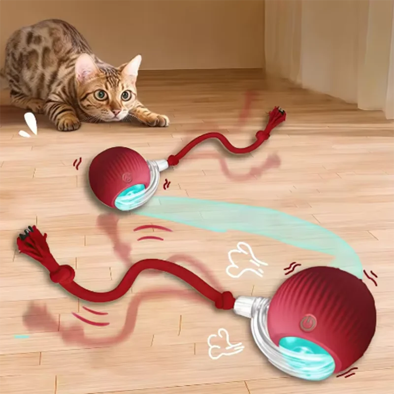 Cat Auto Teaser Ball & Stick Toy - Self-Entertaining