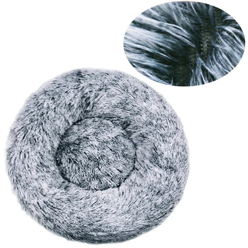 Round Plush Pet Bed - Super Soft, 6 Sizes for Dogs & Cats