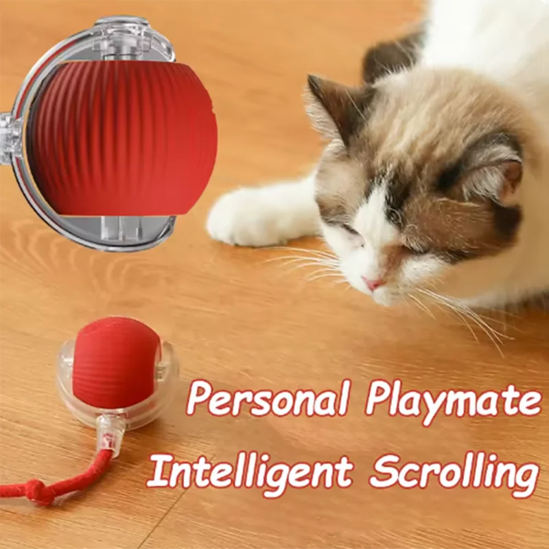 Cat Auto Teaser Ball & Stick Toy - Self-Entertaining