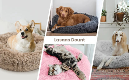 Round Plush Pet Bed - Super Soft, 6 Sizes for Dogs & Cats