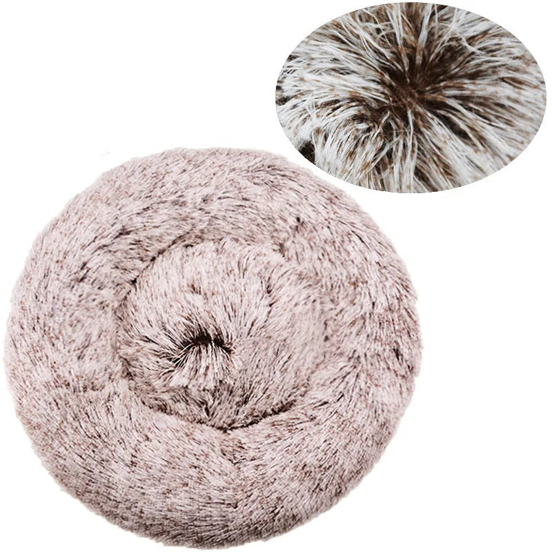 Round Plush Pet Bed - Super Soft, 6 Sizes for Dogs & Cats