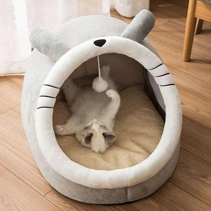 Deep Sleep Cave Cat Bed - Foldable, Washable Cartoon Design