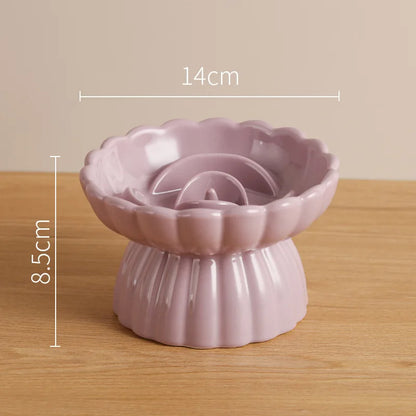 Ceramic Elevated Cat Bowl - Slow Feed & Anti-Choke