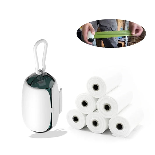 Dog Poop Bag Dispenser & Bags - Portable Pick-Up Holder