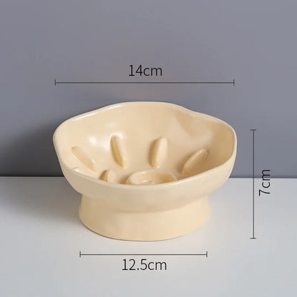 Ceramic Elevated Cat Bowl - Slow Feed & Anti-Choke