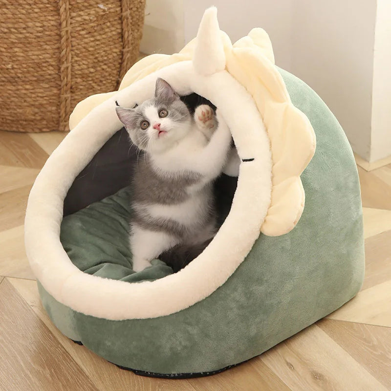 Deep Sleep Cave Cat Bed - Foldable, Washable Cartoon Design