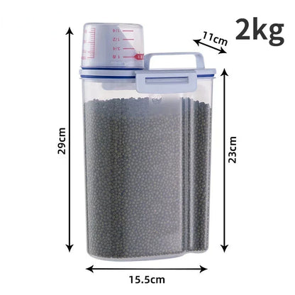Pet Food Storage Container - Airtight with Measuring Cup