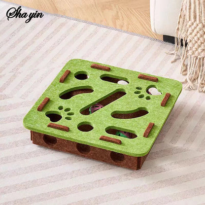 Cat Felt Puzzle Box - Boredom Buster Maze & Digging Toy
