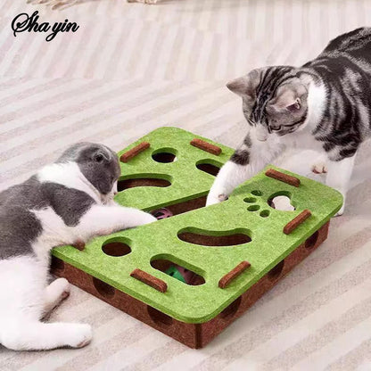 Cat Felt Puzzle Box - Boredom Buster Maze & Digging Toy