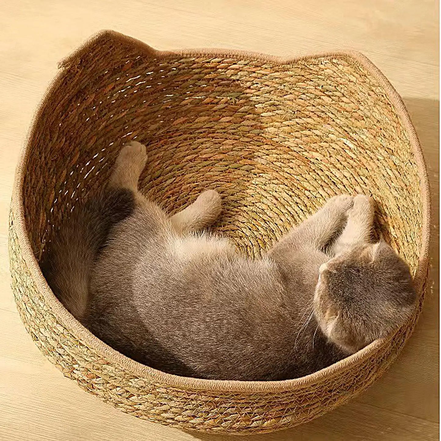 Woven Cat Nest Bed - All-Season with Soft Cushion Pillow