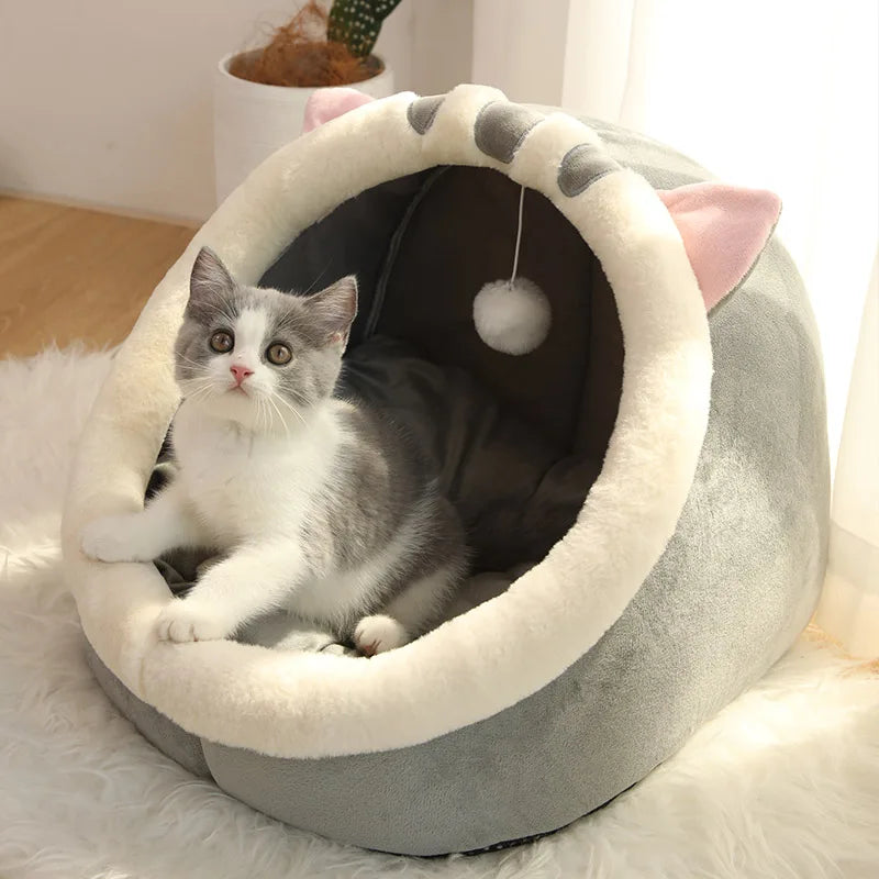 Deep Sleep Cave Cat Bed - Foldable, Washable Cartoon Design