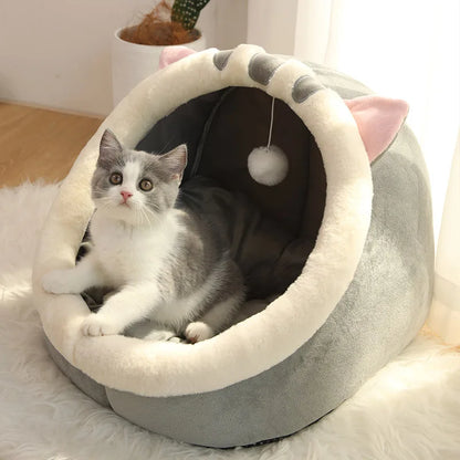 Deep Sleep Cave Cat Bed - Foldable, Washable Cartoon Design
