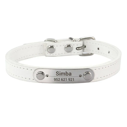 Personalised Dog Collar - Name Engraved PU Leather, Anti-Lost