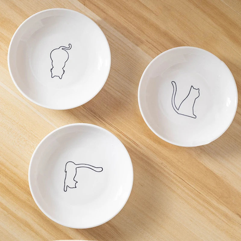 Ceramic Cat Bowl - Anti-Skid Kitten Feeding Dish