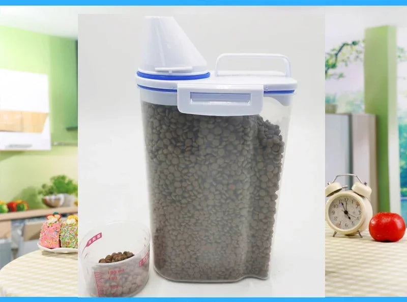 Pet Food Storage Container - Airtight with Measuring Cup