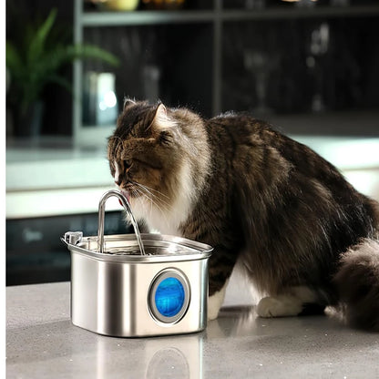 Smart Pet Water Fountain – 2.2L Stainless Steel with Filter