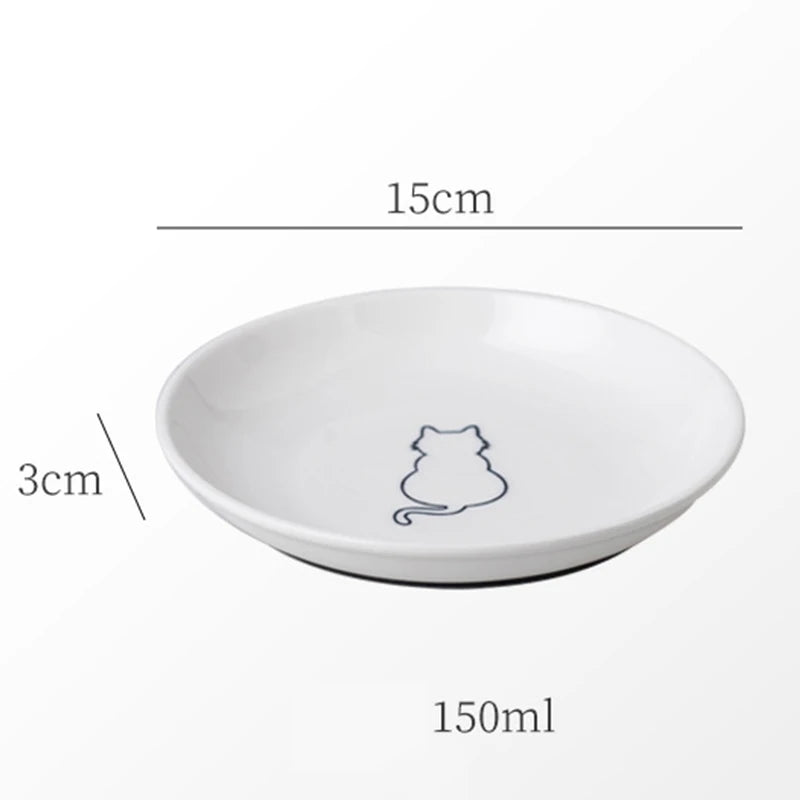 Ceramic Cat Bowl - Anti-Skid Kitten Feeding Dish