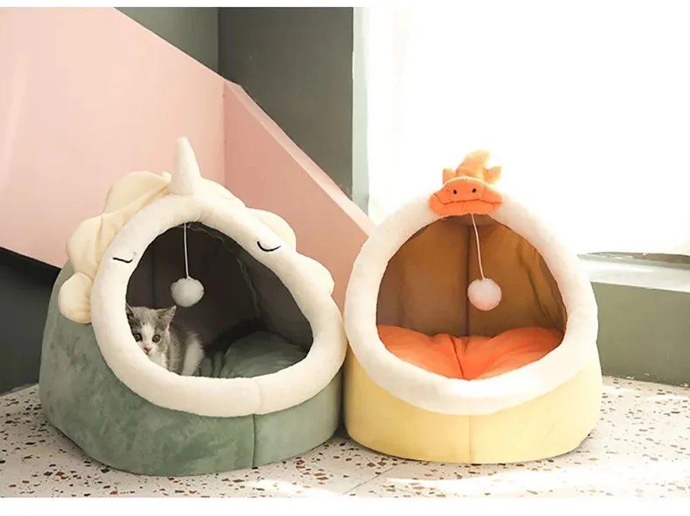 Deep Sleep Cave Cat Bed - Foldable, Washable Cartoon Design