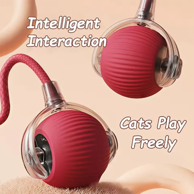 Cat Auto Teaser Ball & Stick Toy - Self-Entertaining