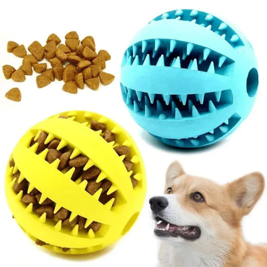 Natural Rubber Dog Chew Ball - Tooth Cleaning & Extra Tough