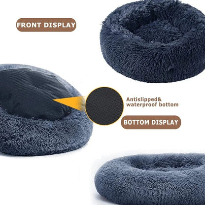 Round Plush Pet Bed - Super Soft, 6 Sizes for Dogs & Cats