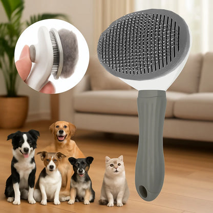 Dog Grooming Brush - Easy Clean Button & Detangling Comb
