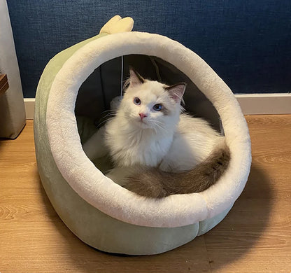 Deep Sleep Cave Cat Bed - Foldable, Washable Cartoon Design