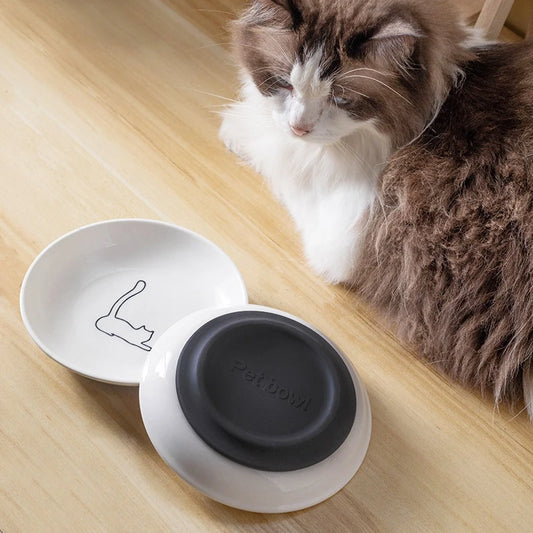 Ceramic Cat Bowl - Anti-Skid Kitten Feeding Dish