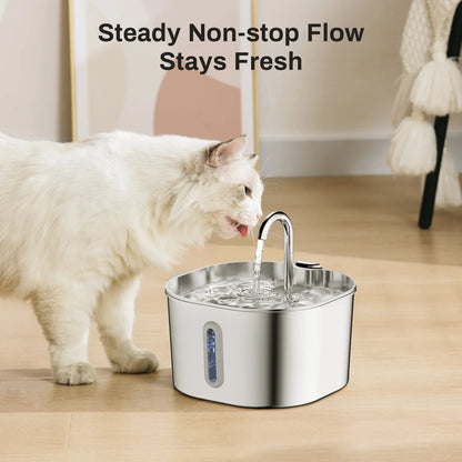 Smart Pet Water Fountain – 2.2L Stainless Steel with Filter