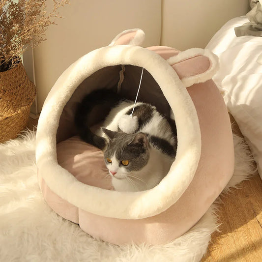 Deep Sleep Cave Cat Bed - Foldable, Washable Cartoon Design