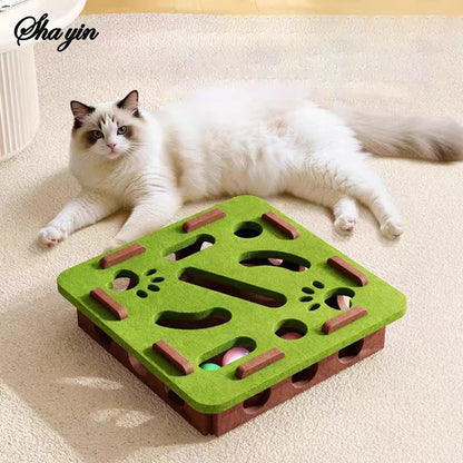 Cat Felt Puzzle Box - Boredom Buster Maze & Digging Toy