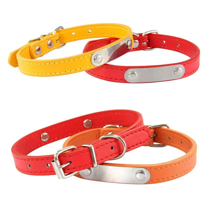 Personalised Dog Collar - Name Engraved PU Leather, Anti-Lost