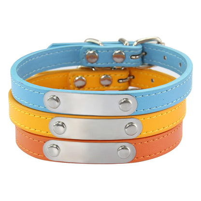 Personalised Dog Collar - Name Engraved PU Leather, Anti-Lost