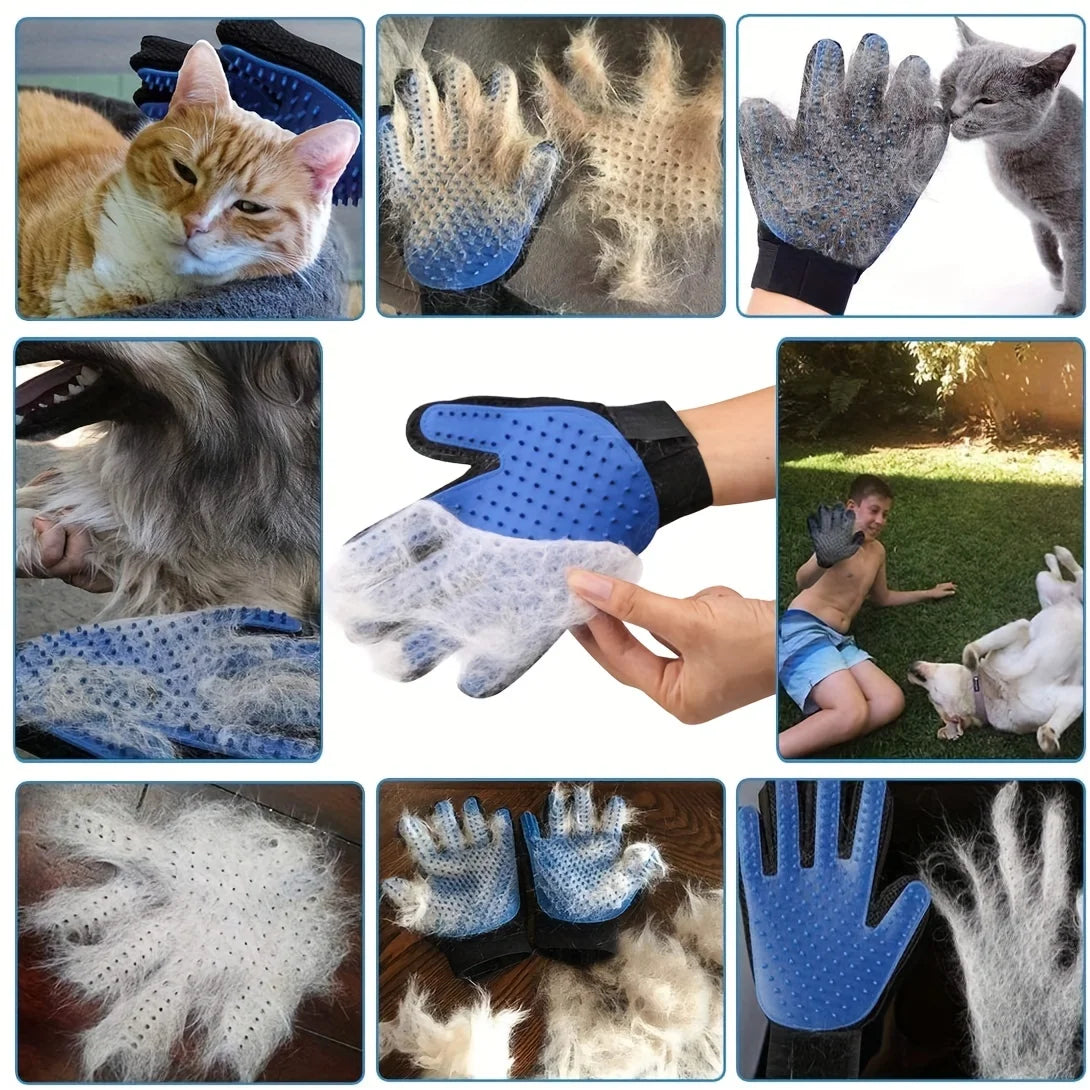 Pet Grooming Glove & Brush Kit - 2-Piece Deshedding Set