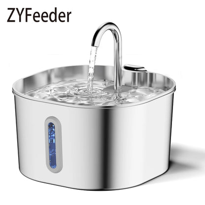 Smart Pet Water Fountain – 2.2L Stainless Steel with Filter