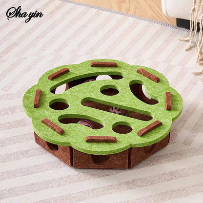 Cat Felt Puzzle Box - Boredom Buster Maze & Digging Toy