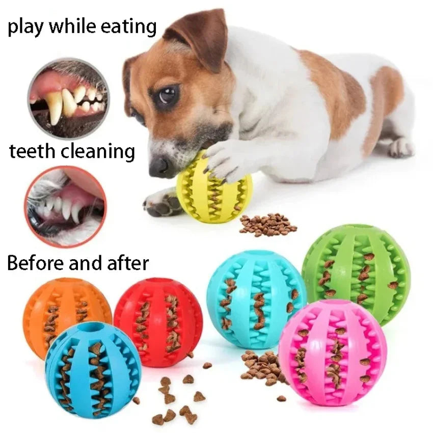 Natural Rubber Dog Chew Ball - Tooth Cleaning & Extra Tough