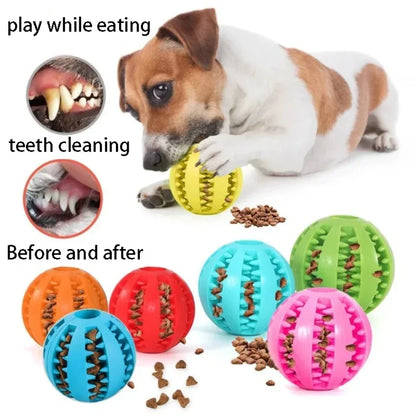 Natural Rubber Dog Chew Ball - Tooth Cleaning & Extra Tough