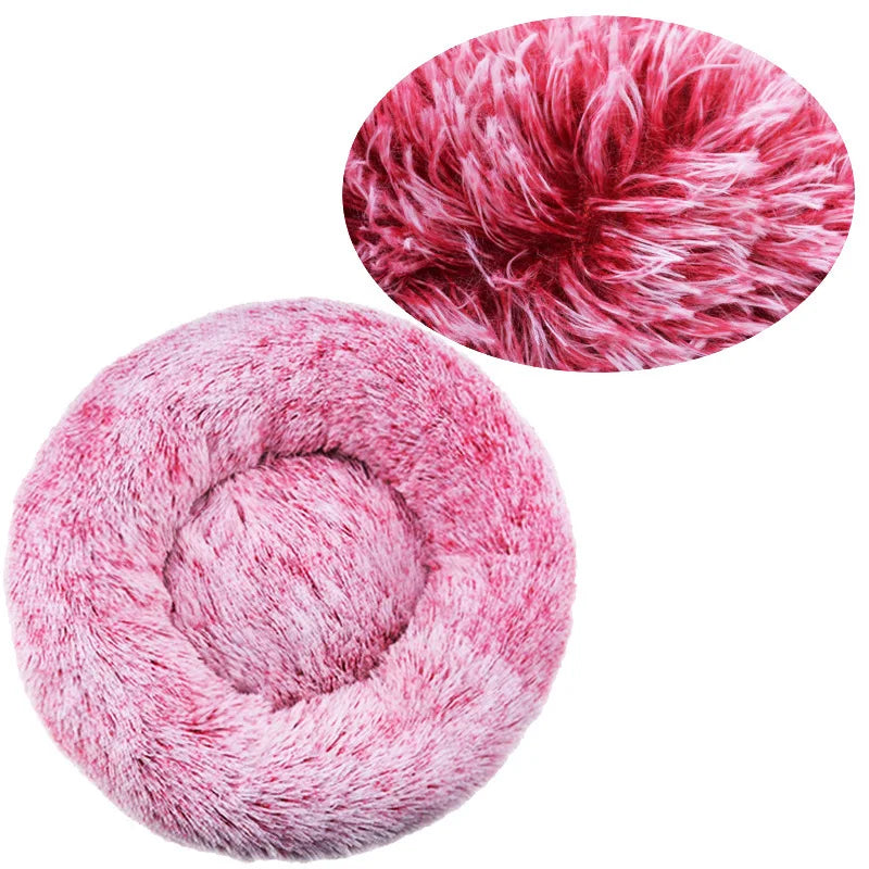 Round Plush Pet Bed - Super Soft, 6 Sizes for Dogs & Cats