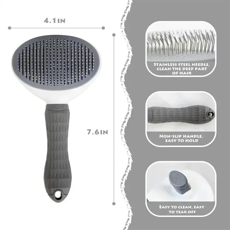Dog Grooming Brush - Easy Clean Button & Detangling Comb