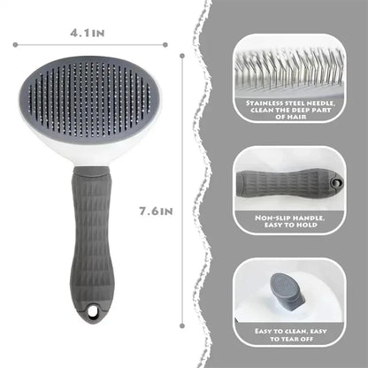 Dog Grooming Brush - Easy Clean Button & Detangling Comb
