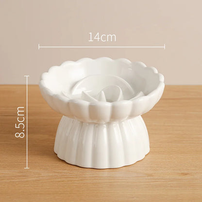 Ceramic Elevated Cat Bowl - Slow Feed & Anti-Choke