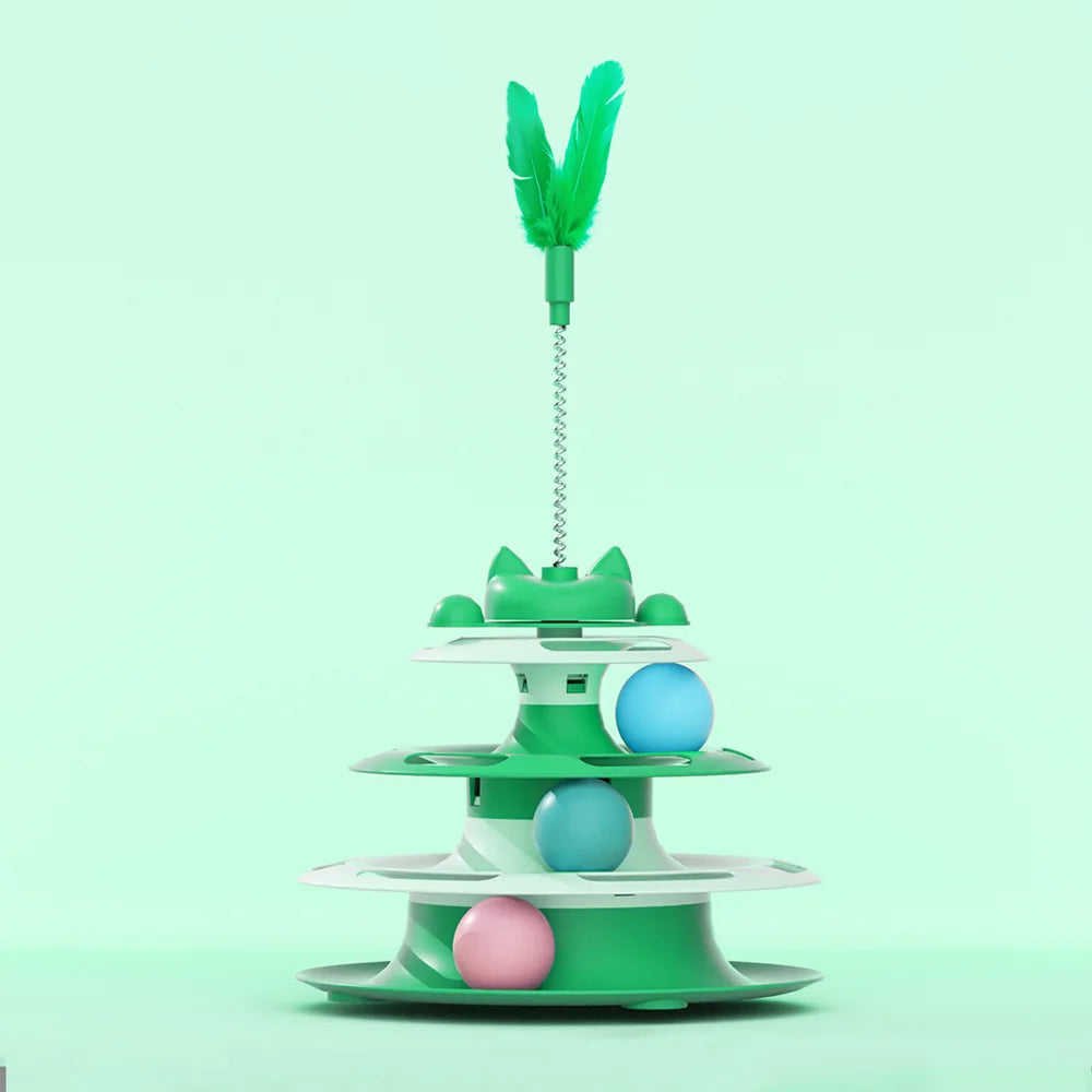 Cat Interactive Turntable Toy - Teaser Wand & Balls Set