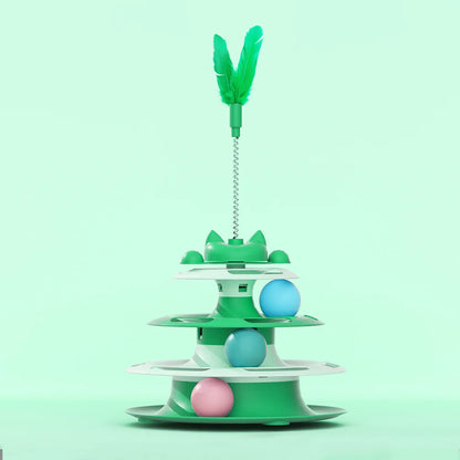 Cat Interactive Turntable Toy - Teaser Wand & Balls Set