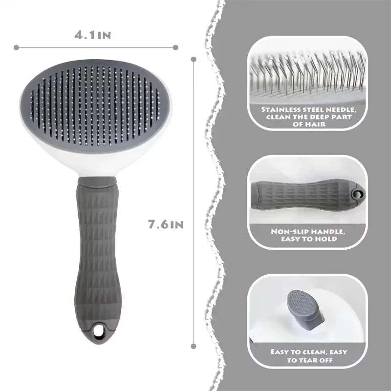 Dog Grooming Brush - Easy Clean Button & Detangling Comb